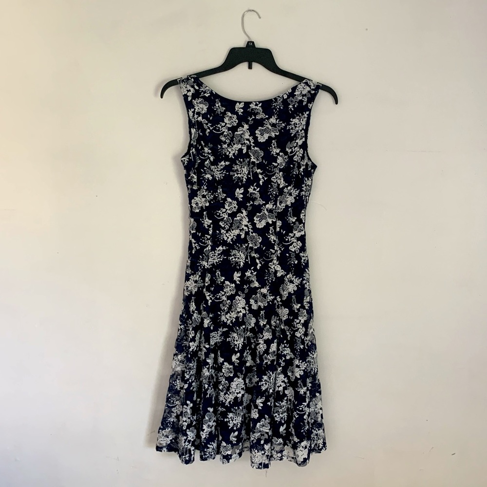 TIANA B Dark Blue Floral Dress Size 8